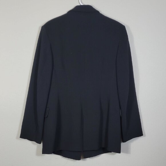 H&M Women Wool Blend Pea Coat Size L Black Button Up Classic Old Money Lined - Picture 7 of 14